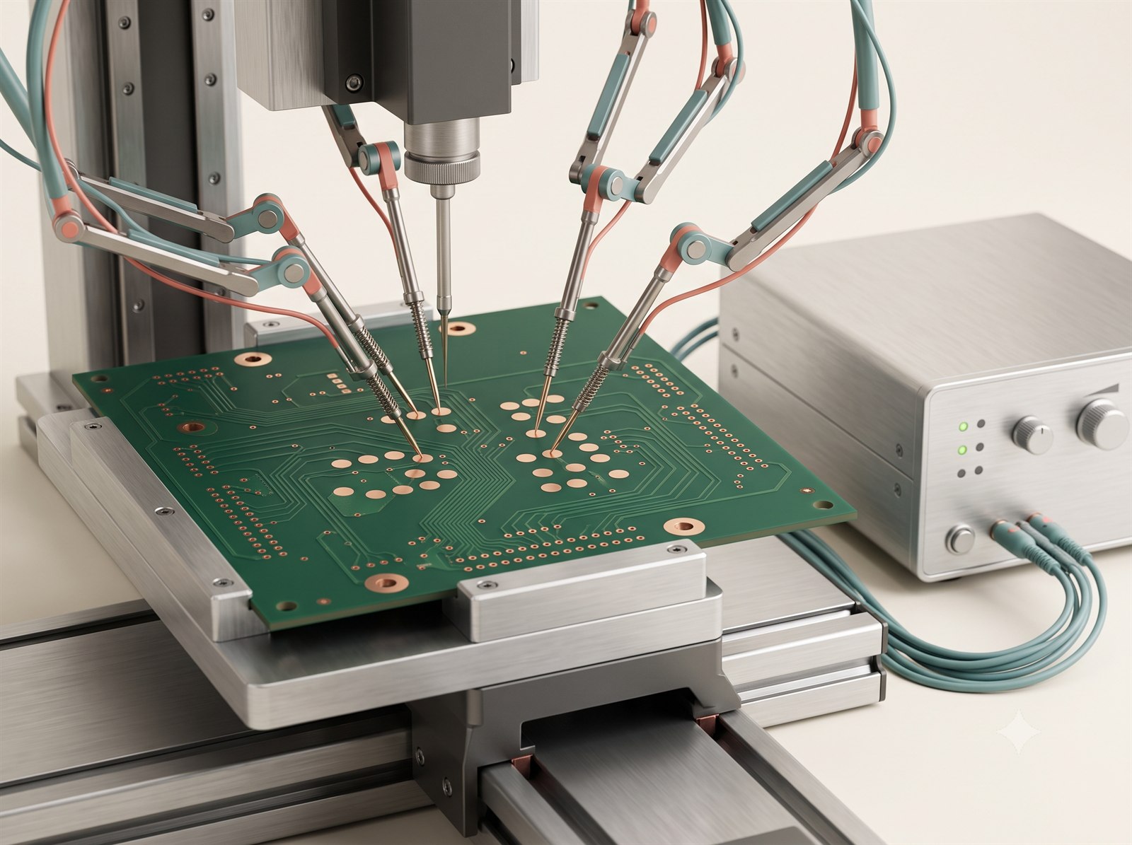 Flying-probe test contacting PCB nodes