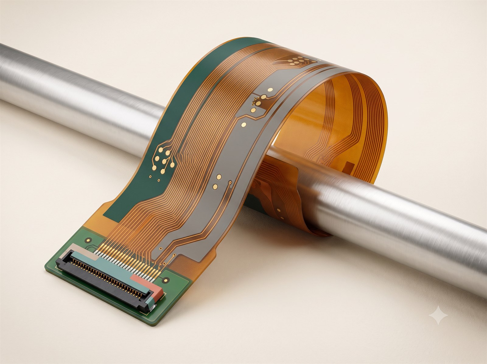 Flexible PCB substrate bending around a mandrel