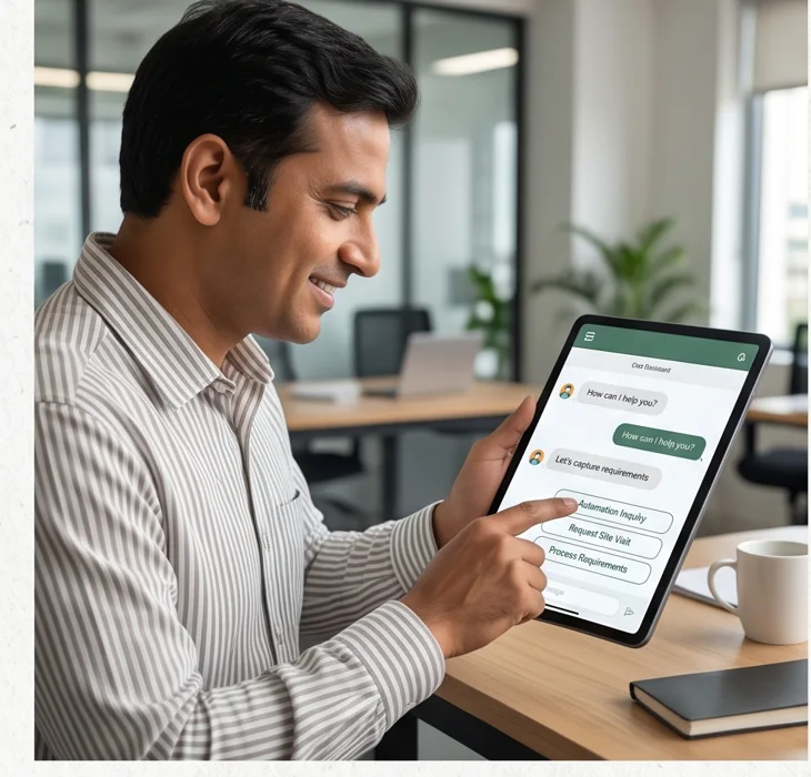 Customer discussing an automation project through the embedded concierge