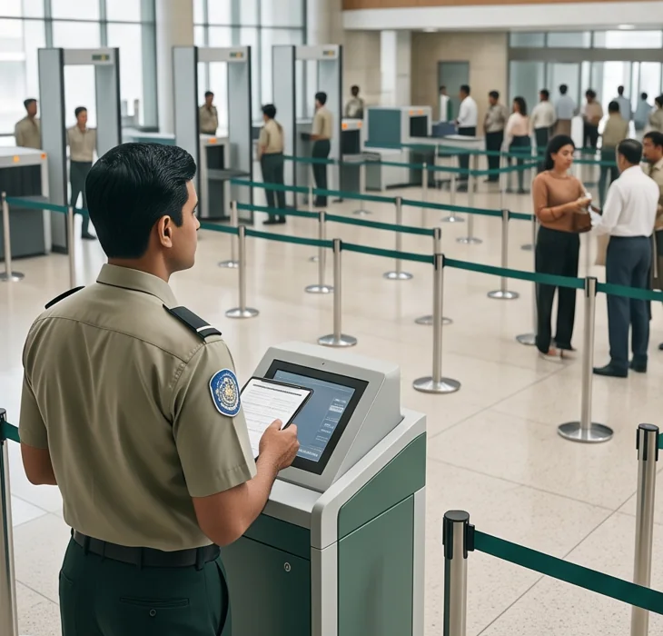 Operator reviewing a baggage screening image