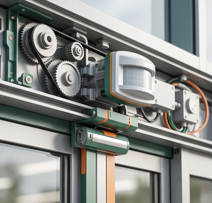 Automatic entrance drive and sensor assemblies