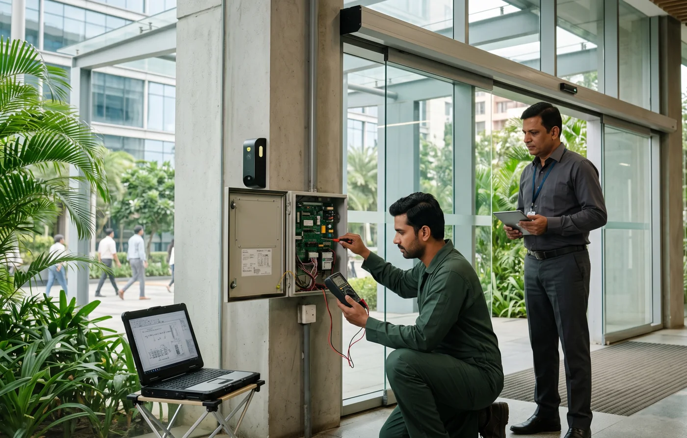 Illustrative engineer servicing an automation control system
