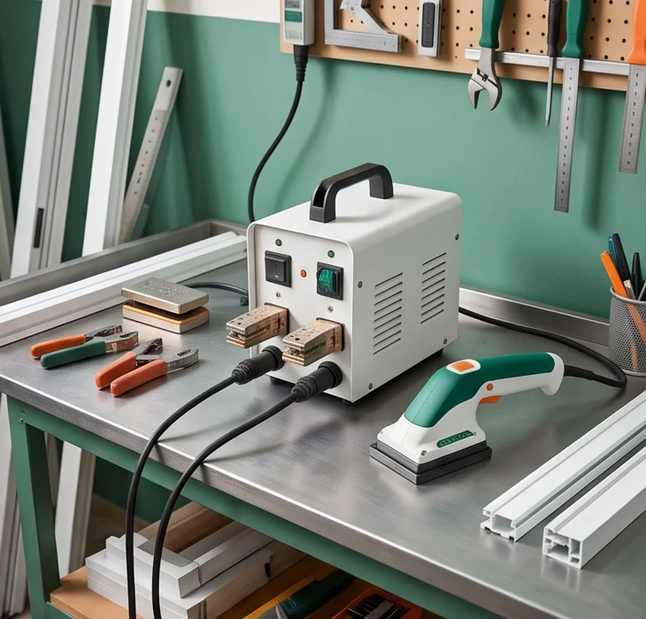 uPVC fabrication machine and tooling close-up