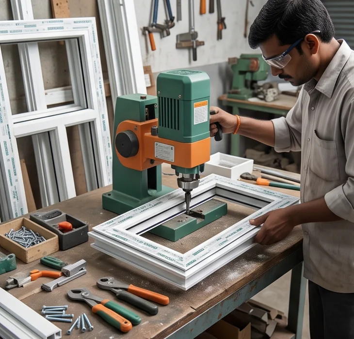 Drainage-slot operation on a uPVC window frame